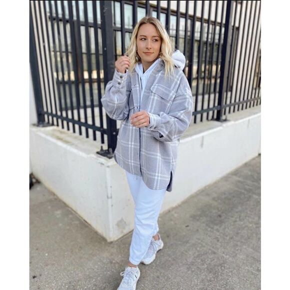 Felted Shirt Jacket Shacket H&M New - Picture 2 of 9